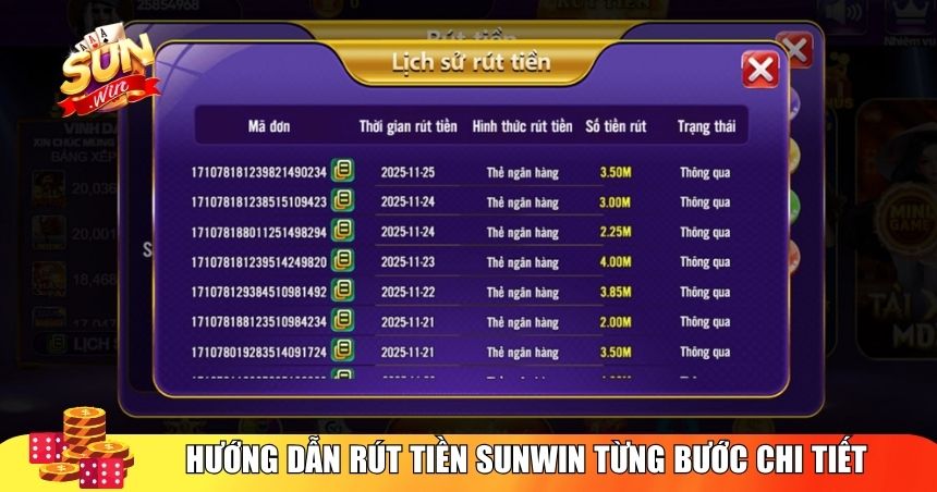 Thực hiện rút tiền Sunwin đơn giản với 5 bước
