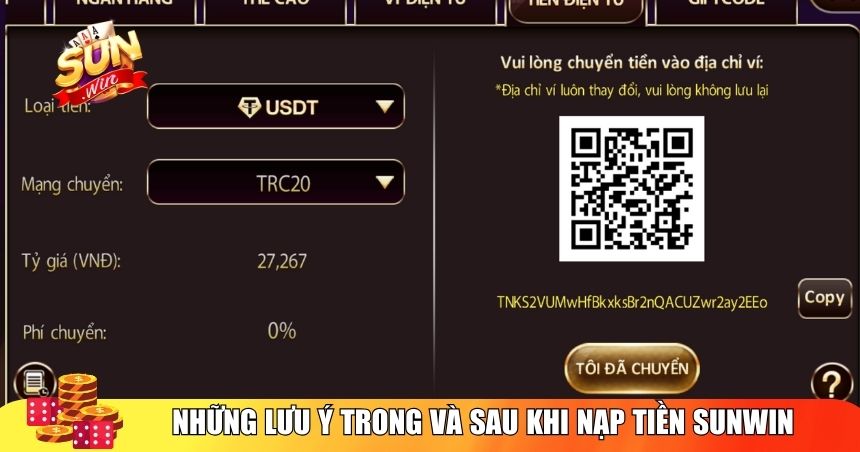 Người chơi cần tuân thủ một số lưu ý quan trọng để nạp tiền Sunwin diễn ra thuận lợi