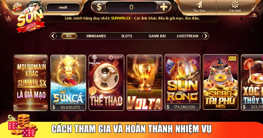 Tham gia và hoàn thành nhiệm vụ hàng ngày Sunwin chi tiết